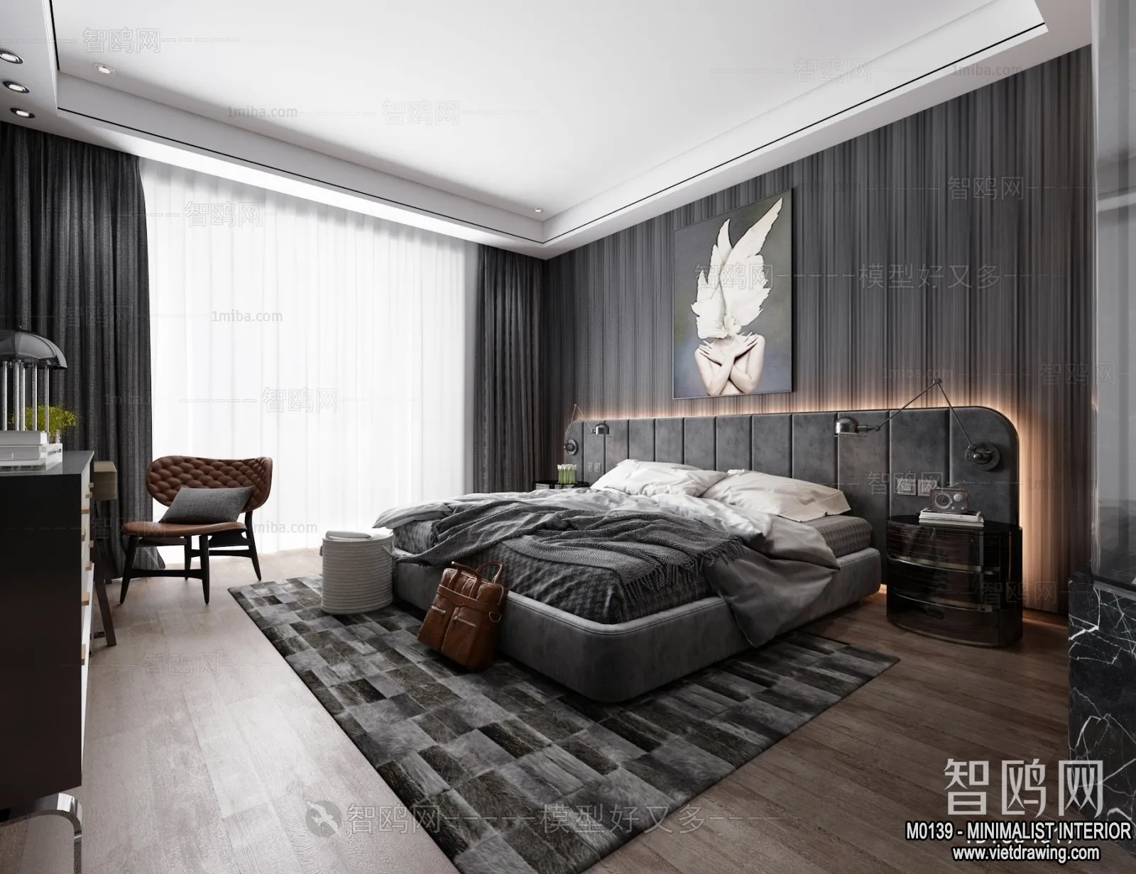 Bedroom – Minimalist Style – 3D Interior Scene – 035