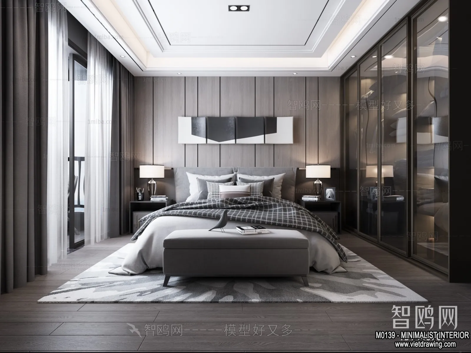 Bedroom – Minimalist Style – 3D Interior Scene – 036