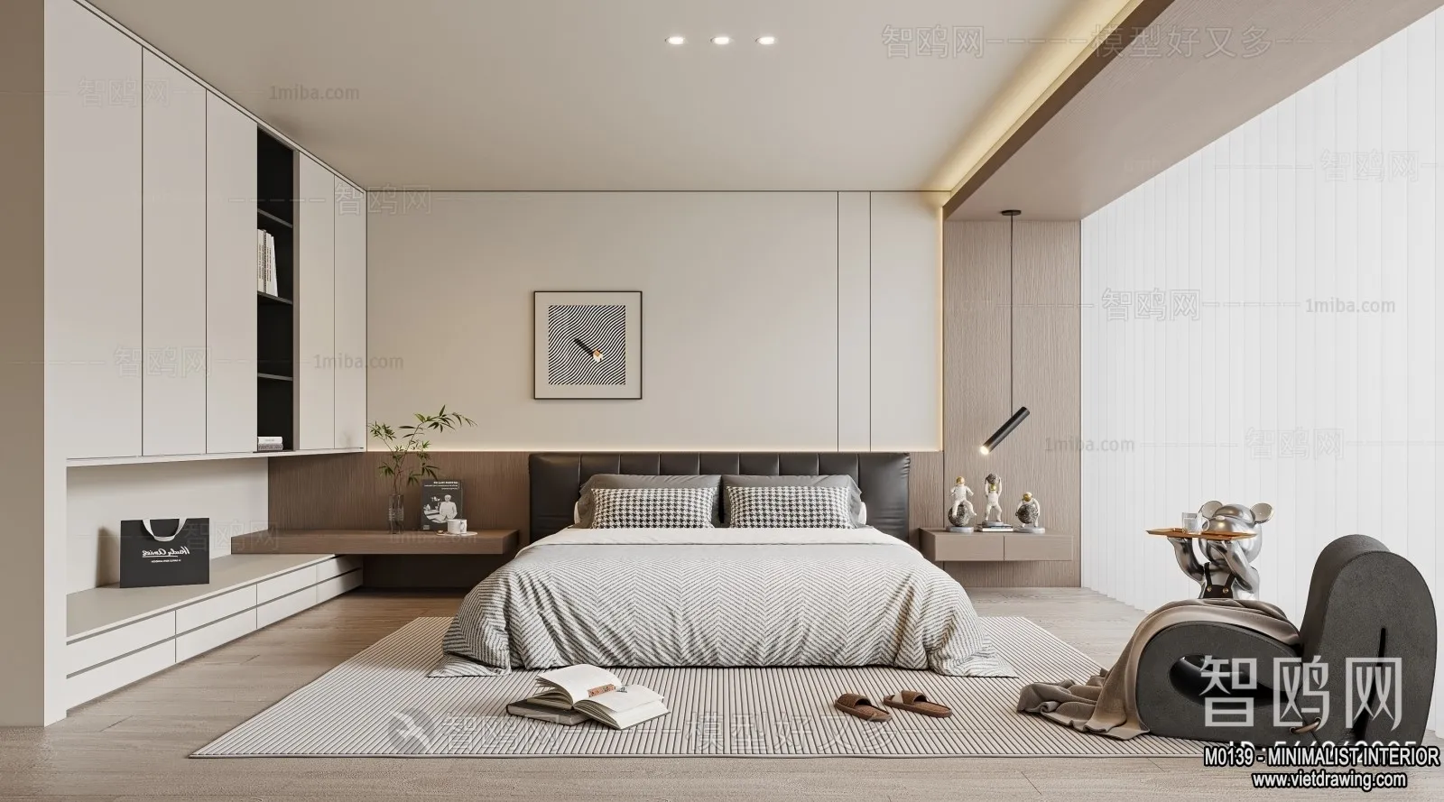 Bedroom – Minimalist Style – 3D Interior Scene – 043