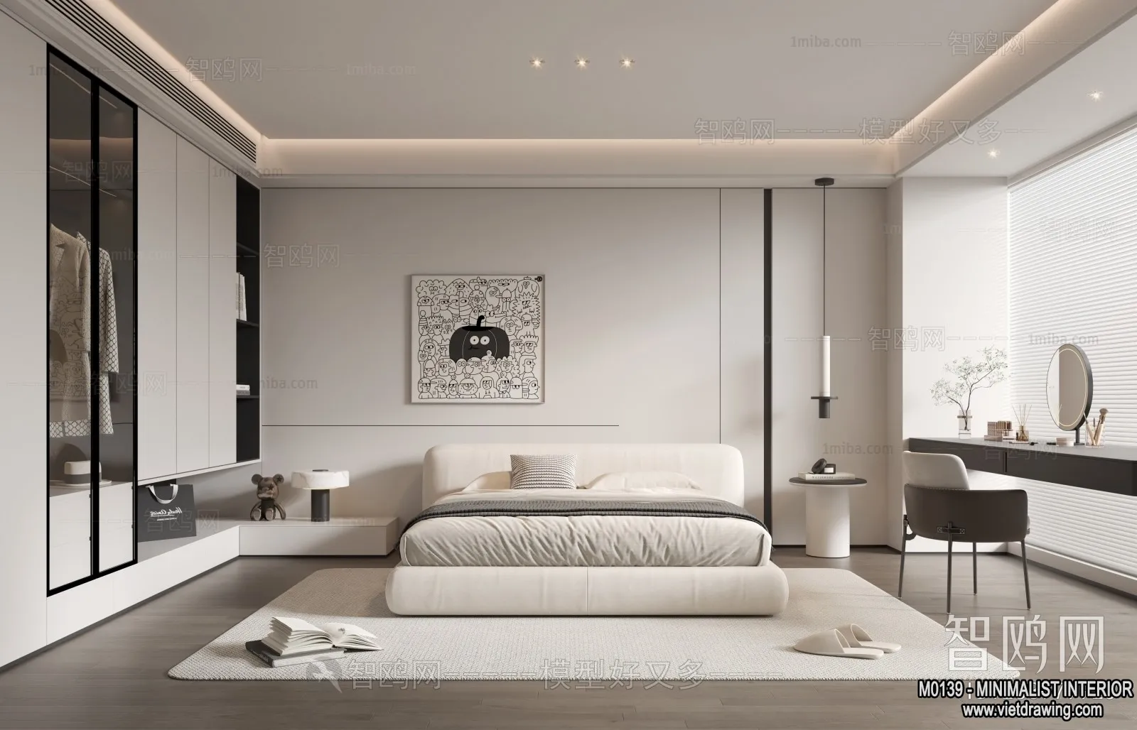 Bedroom – Minimalist Style – 3D Interior Scene – 044