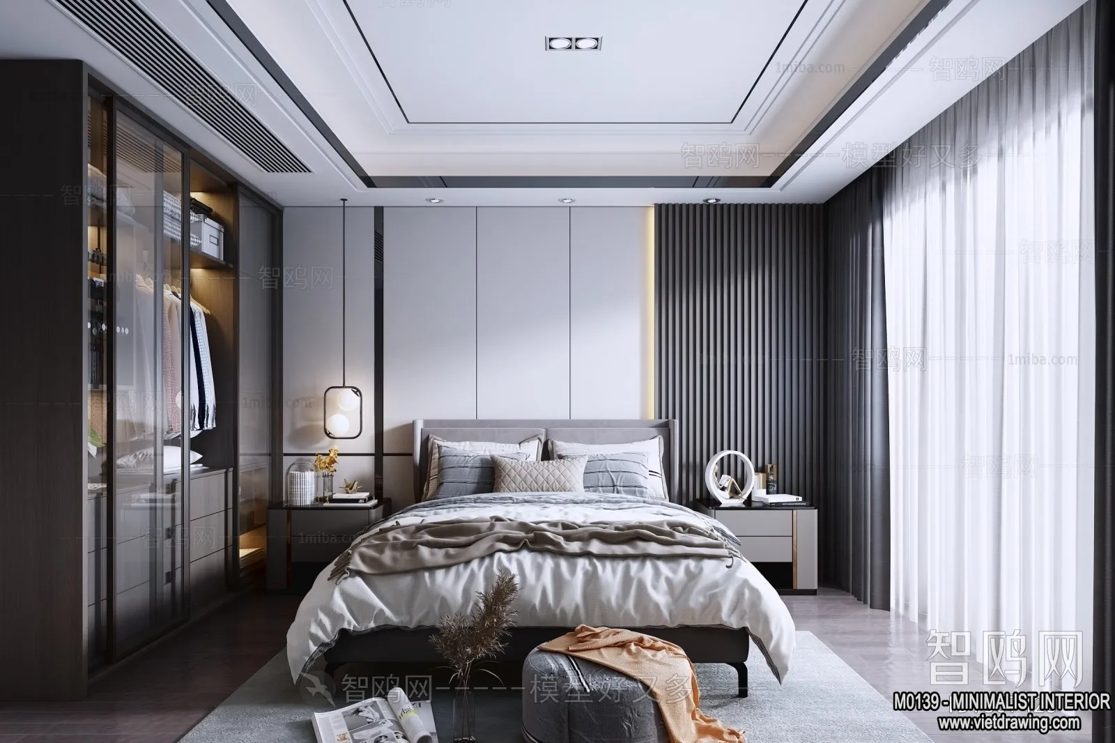 Bedroom – Minimalist Style – 3D Interior Scene – 046