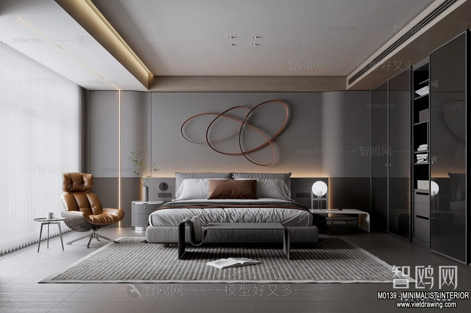 Bedroom – Minimalist Style – 3D Interior Scene – 047