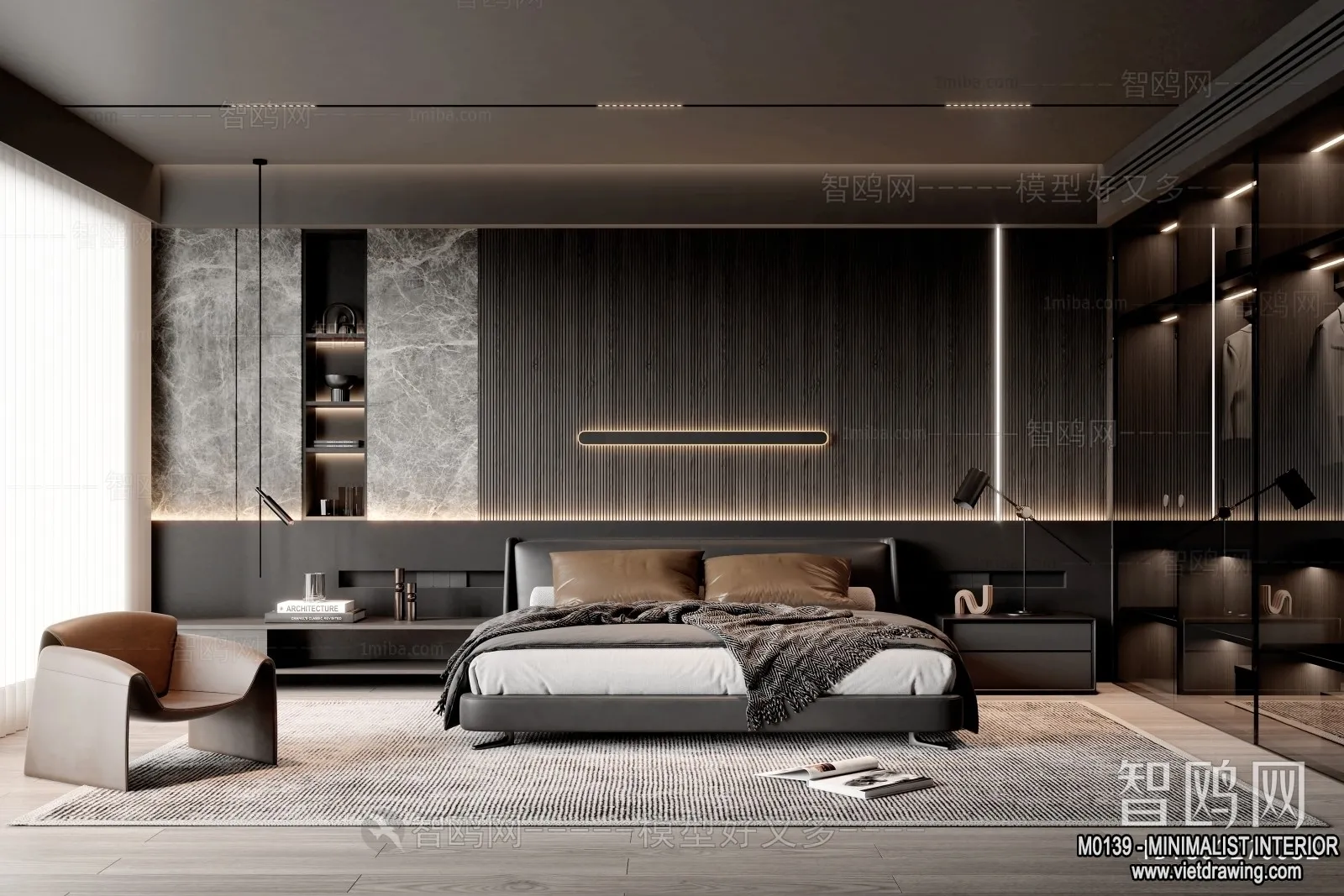 Bedroom – Minimalist Style – 3D Interior Scene – 052