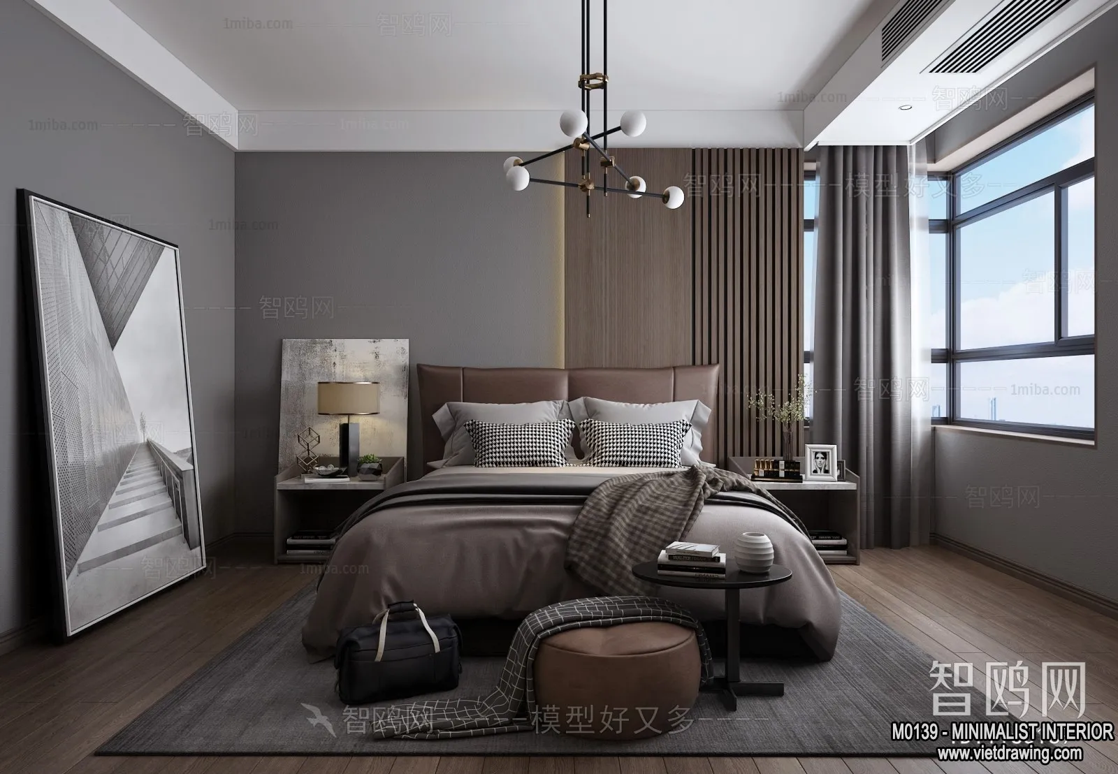 Bedroom – Minimalist Style – 3D Interior Scene – 065