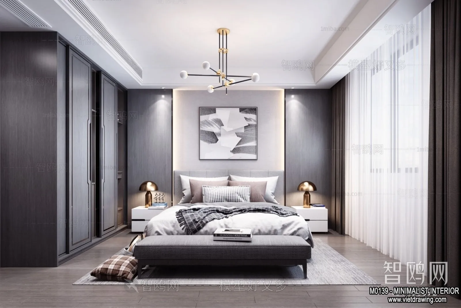 Bedroom – Minimalist Style – 3D Interior Scene – 070