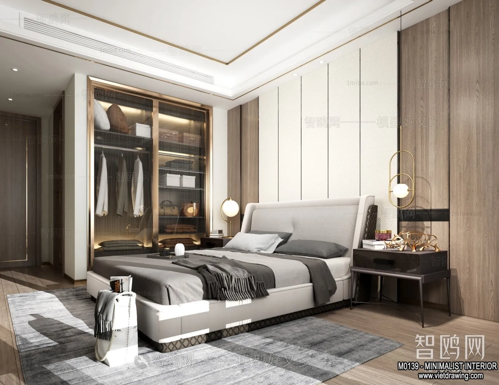 Bedroom – Minimalist Style – 3D Interior Scene – 073