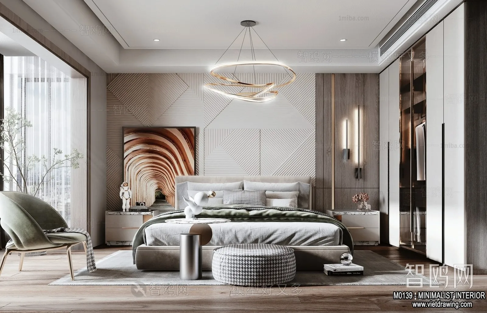 Bedroom – Minimalist Style – 3D Interior Scene – 075