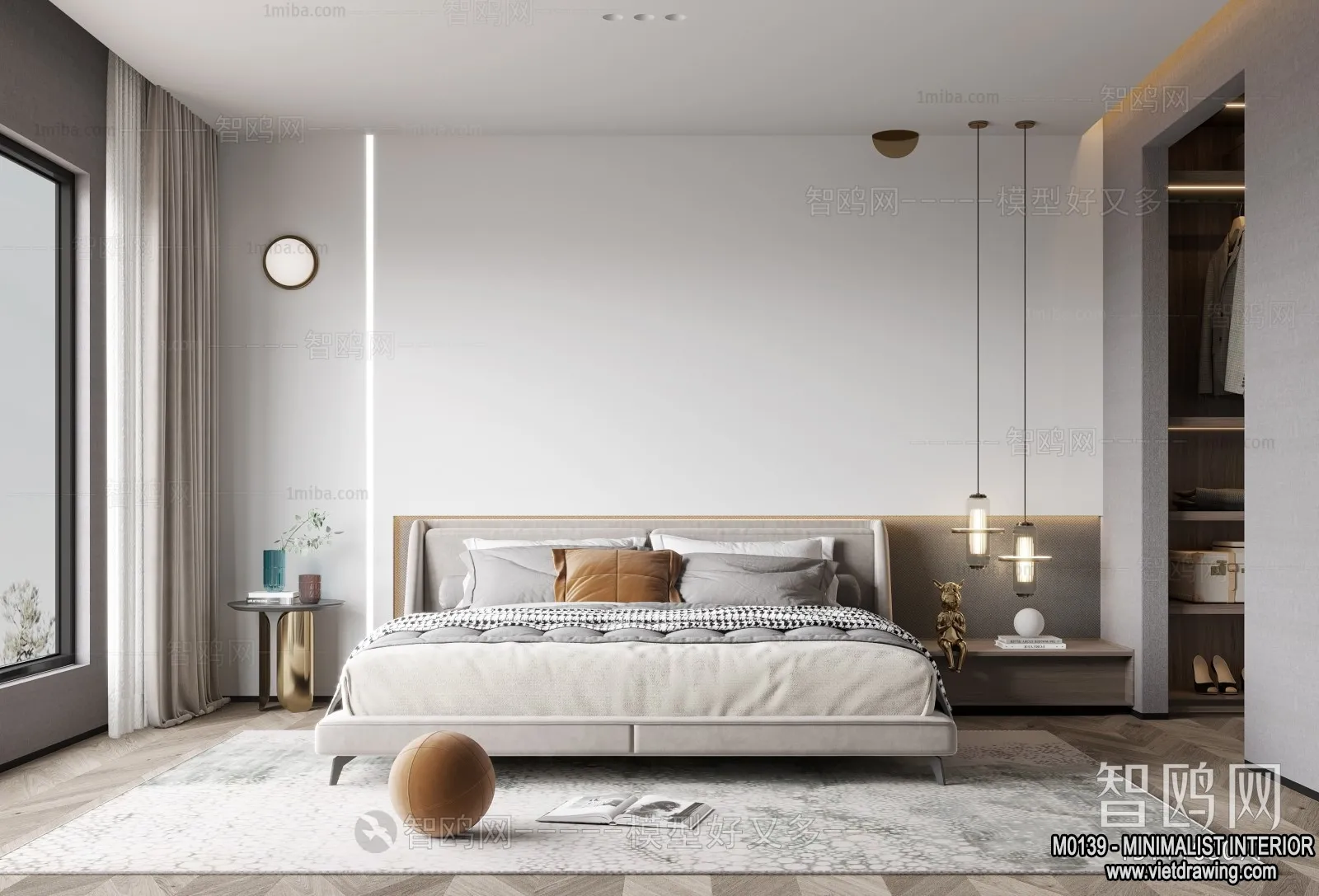 Bedroom – Minimalist Style – 3D Interior Scene – 077