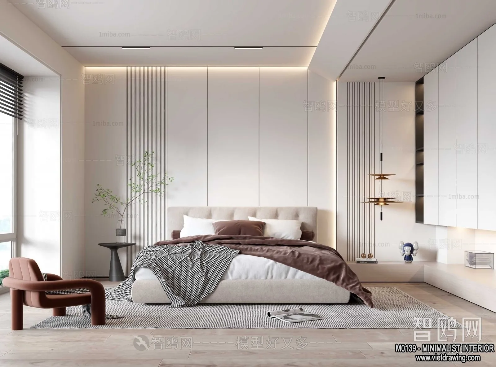 Bedroom – Minimalist Style – 3D Interior Scene – 078