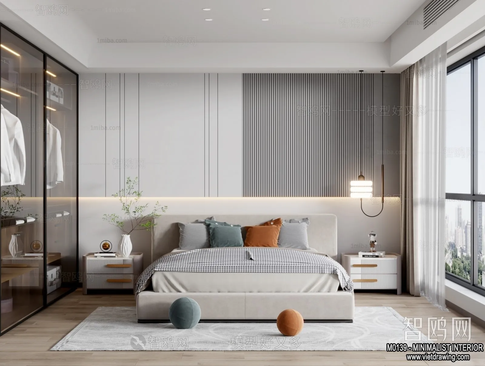 Bedroom – Minimalist Style – 3D Interior Scene – 079