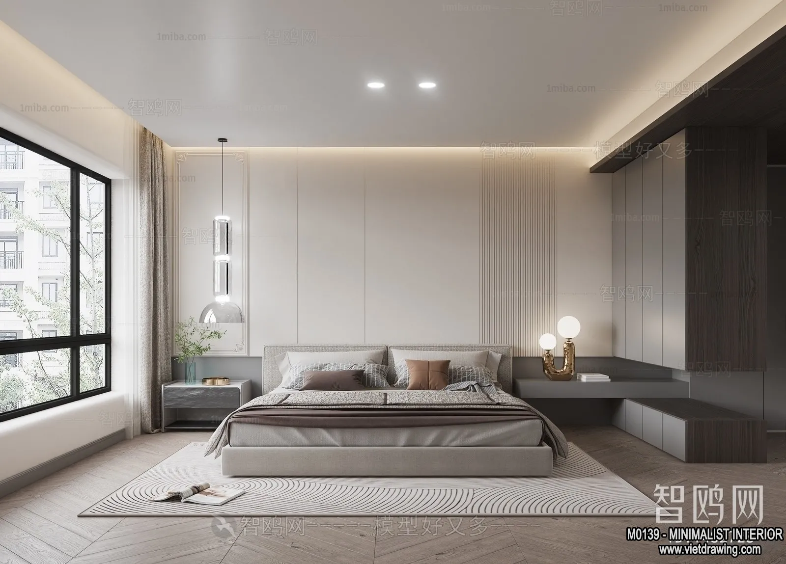 Bedroom – Minimalist Style – 3D Interior Scene – 082