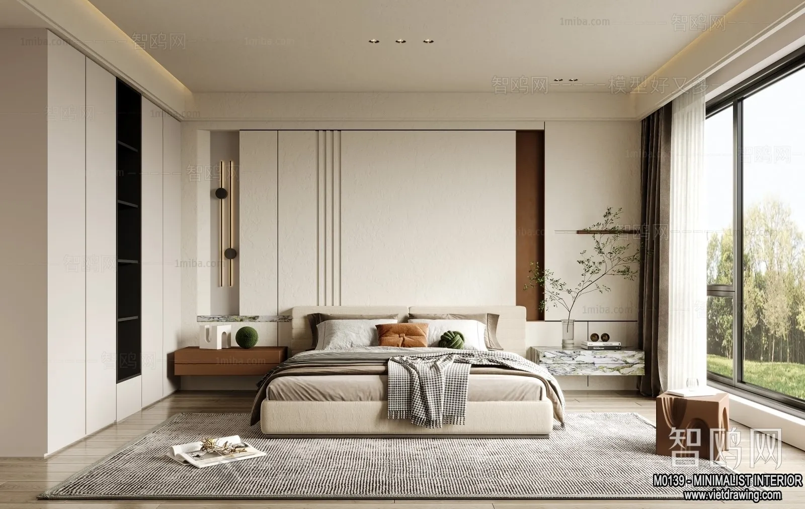 Bedroom – Minimalist Style – 3D Interior Scene – 083