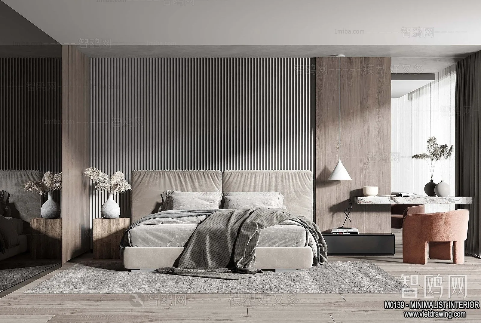 Bedroom – Minimalist Style – 3D Interior Scene – 085