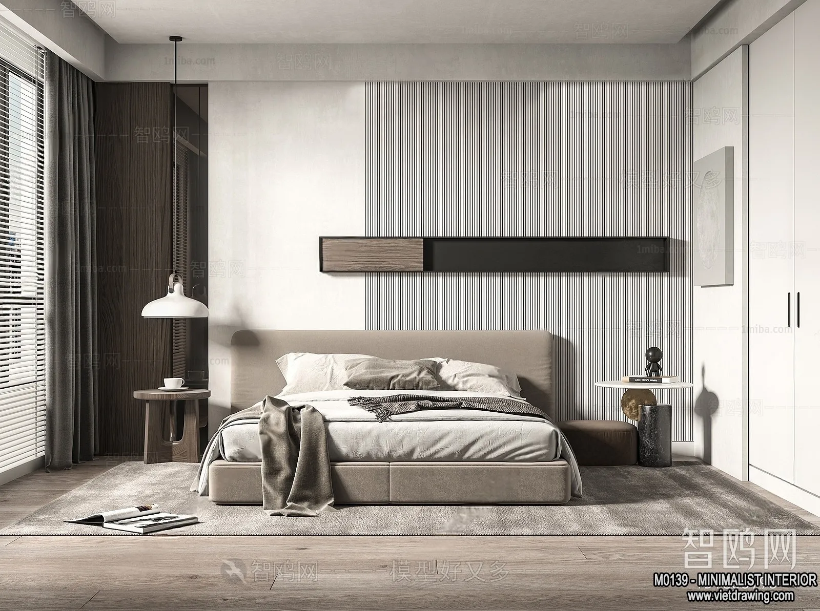 Bedroom – Minimalist Style – 3D Interior Scene – 091