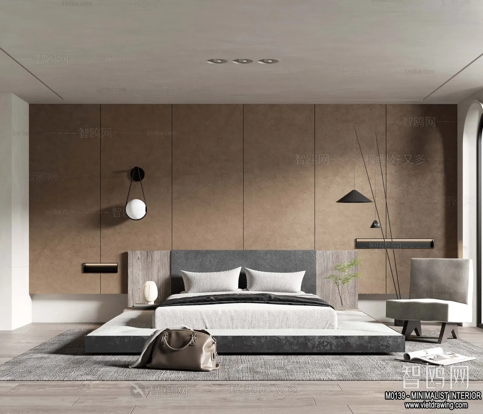 Bedroom – Minimalist Style – 3D Interior Scene – 093