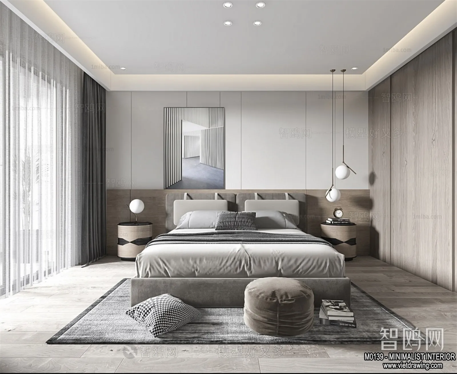 Bedroom – Minimalist Style – 3D Interior Scene – 098