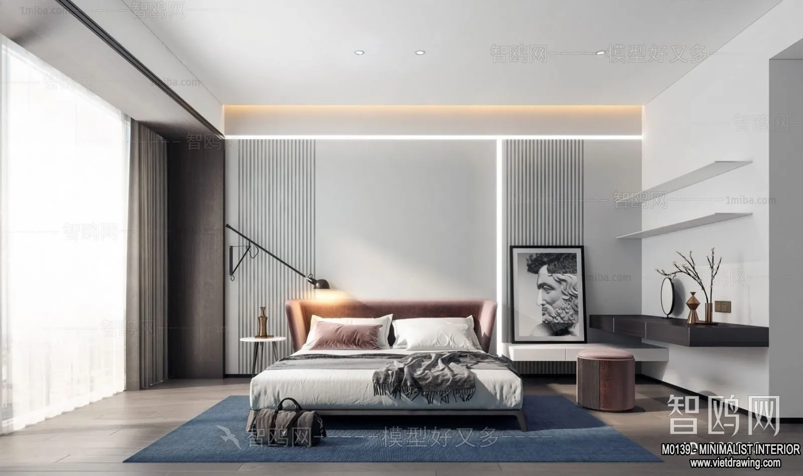 Bedroom – Minimalist Style – 3D Interior Scene – 101