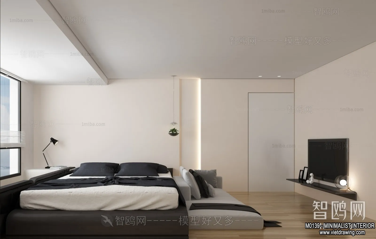 Bedroom – Minimalist Style – 3D Interior Scene – 105