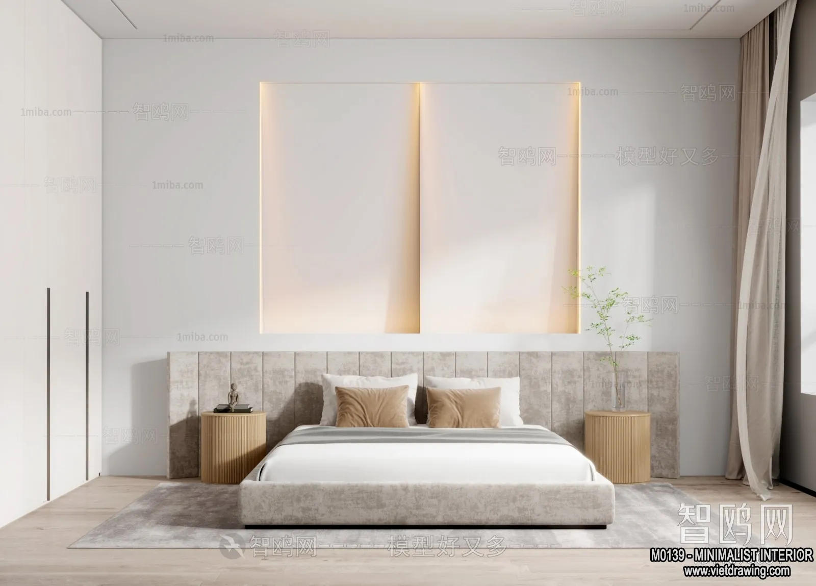 Bedroom – Minimalist Style – 3D Interior Scene – 107