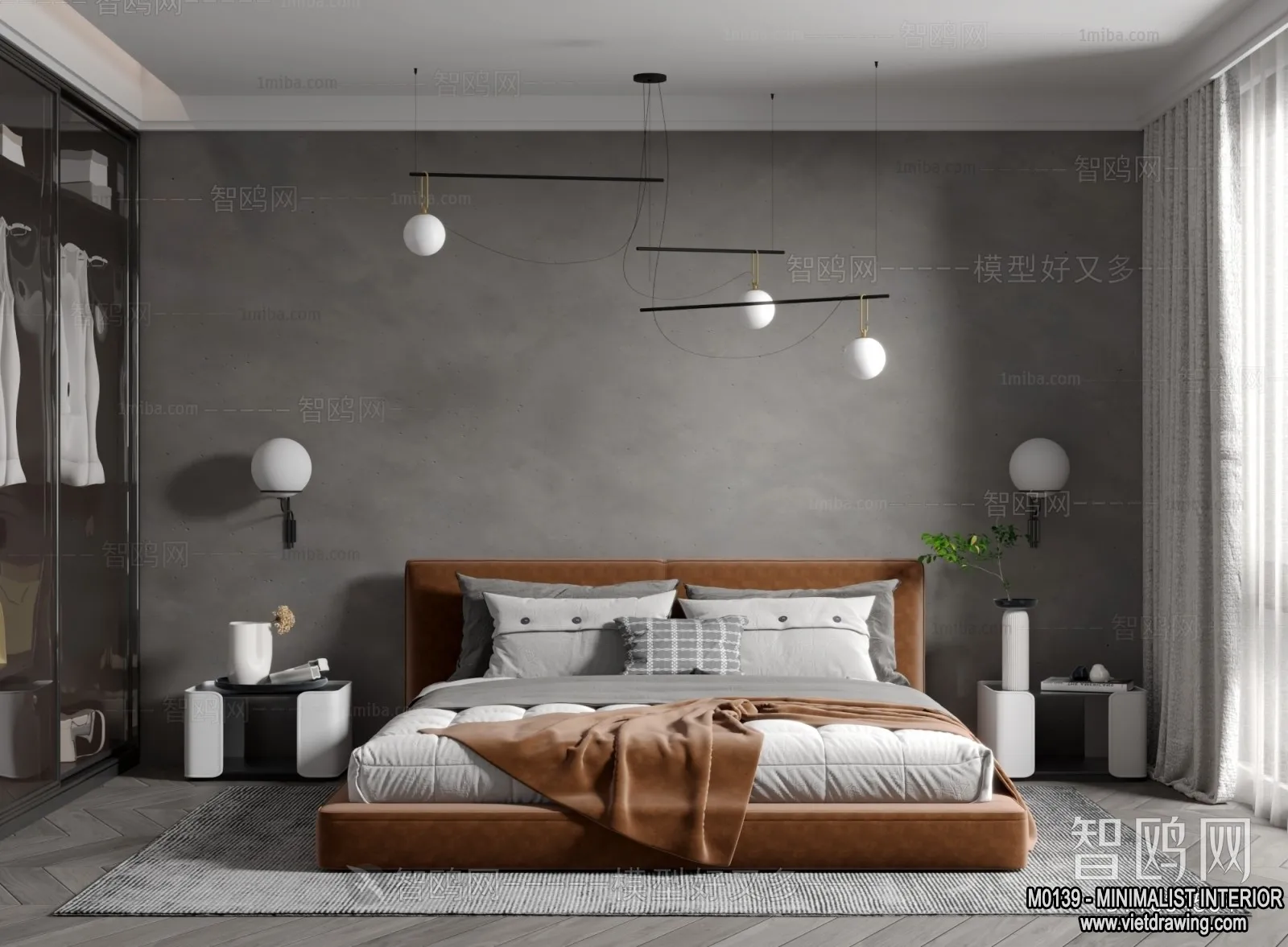 Bedroom – Minimalist Style – 3D Interior Scene – 110