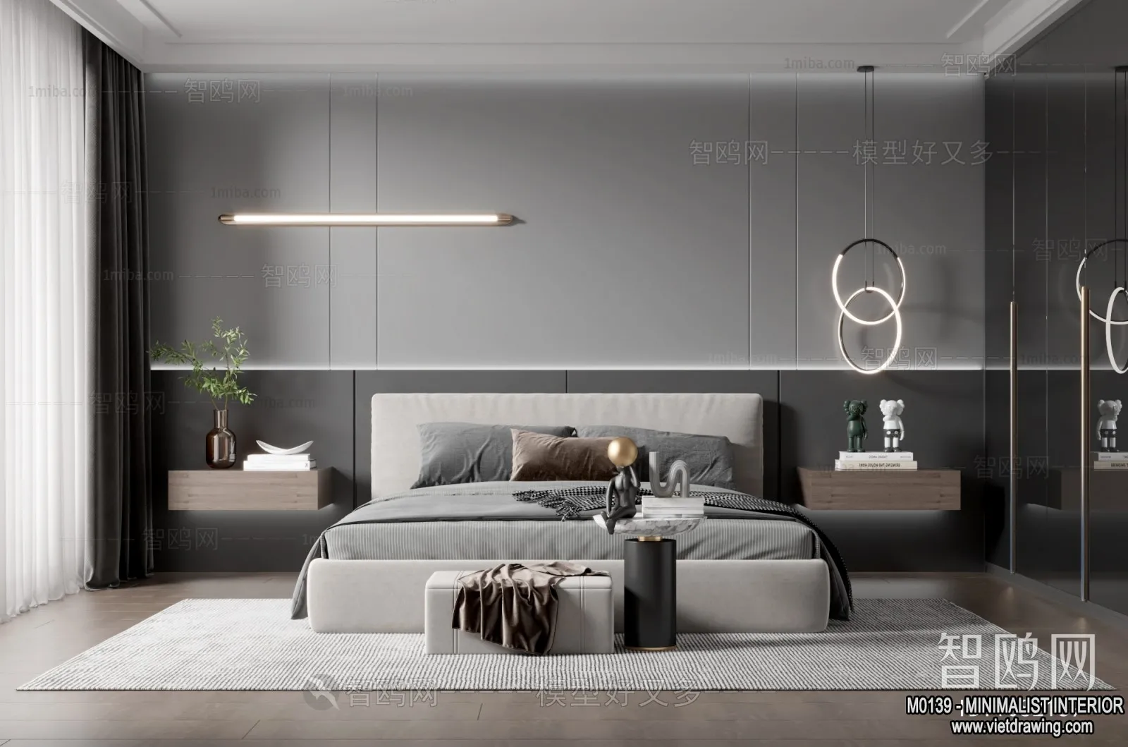 Bedroom – Minimalist Style – 3D Interior Scene – 113