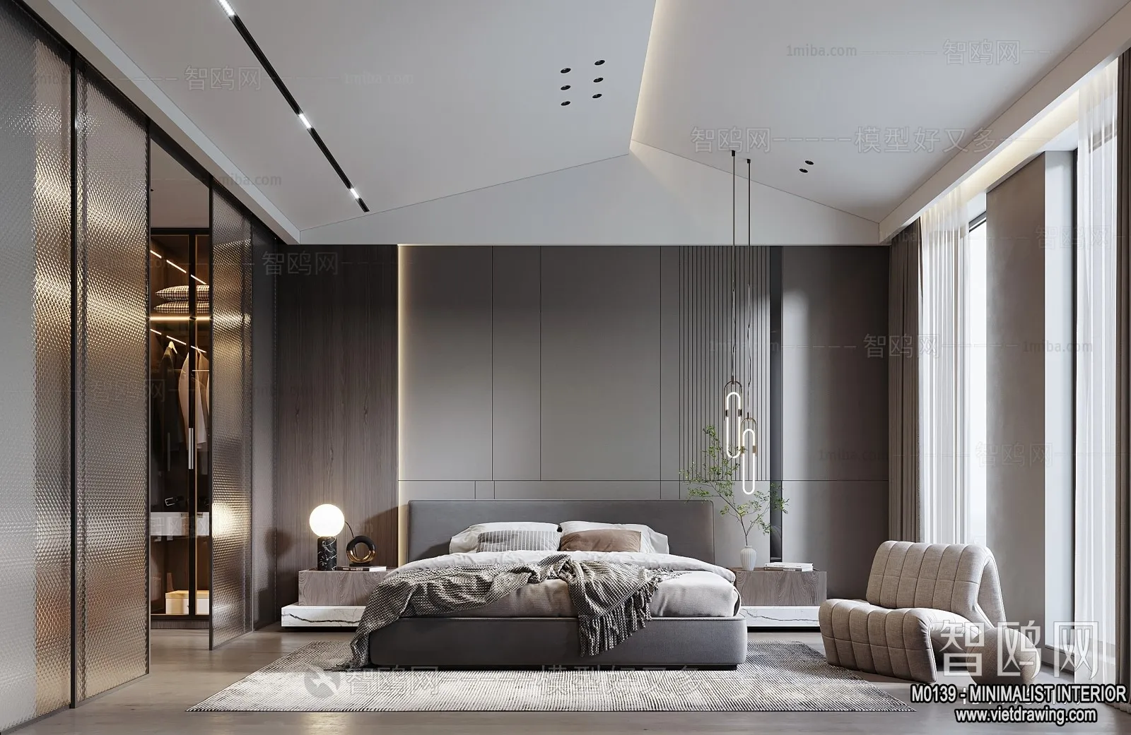 Bedroom – Minimalist Style – 3D Interior Scene – 115