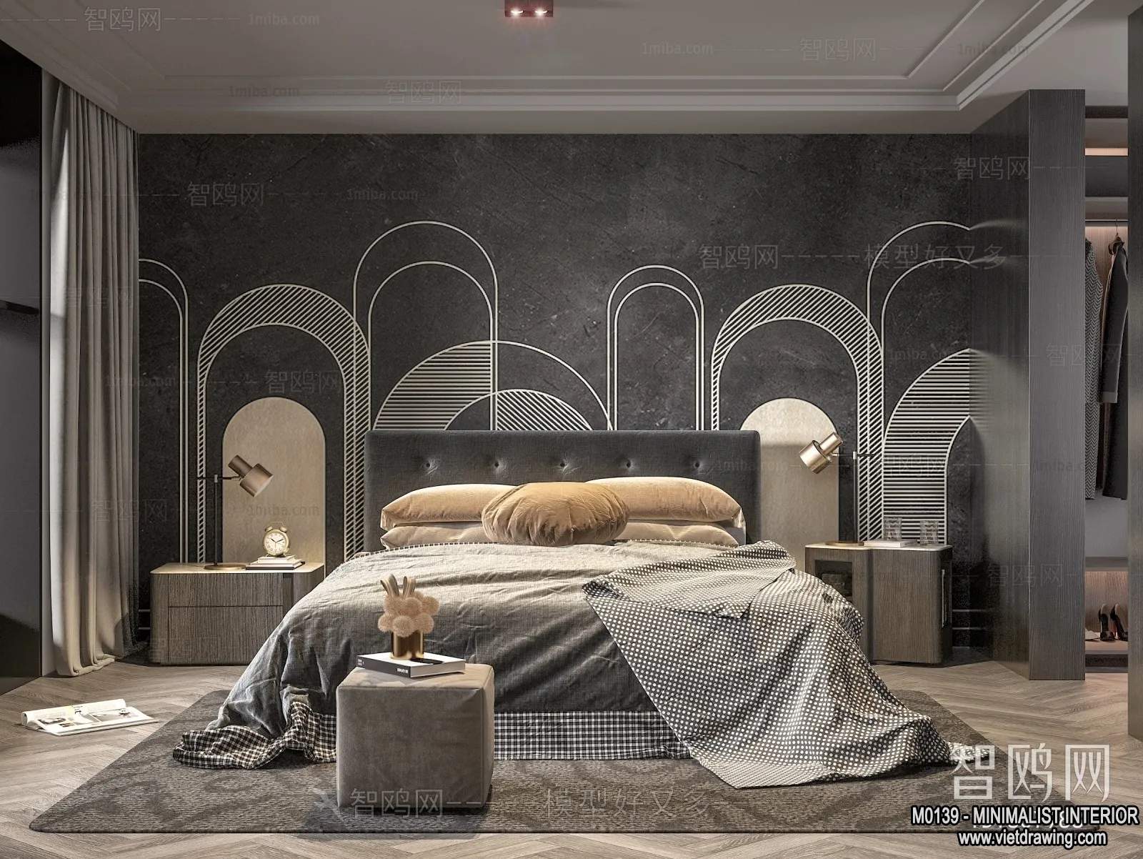 Bedroom – Minimalist Style – 3D Interior Scene – 123