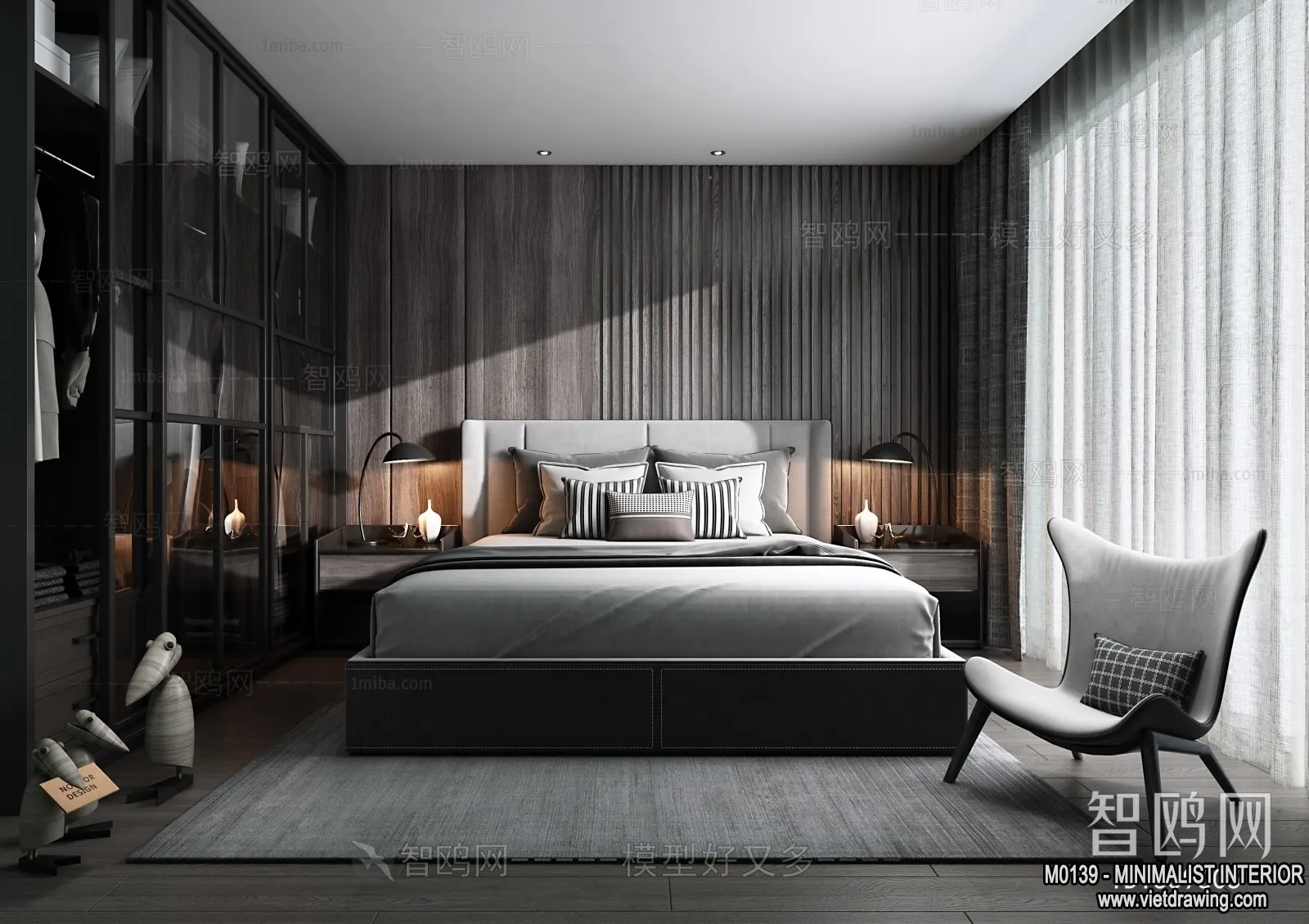 Bedroom – Minimalist Style – 3D Interior Scene – 126