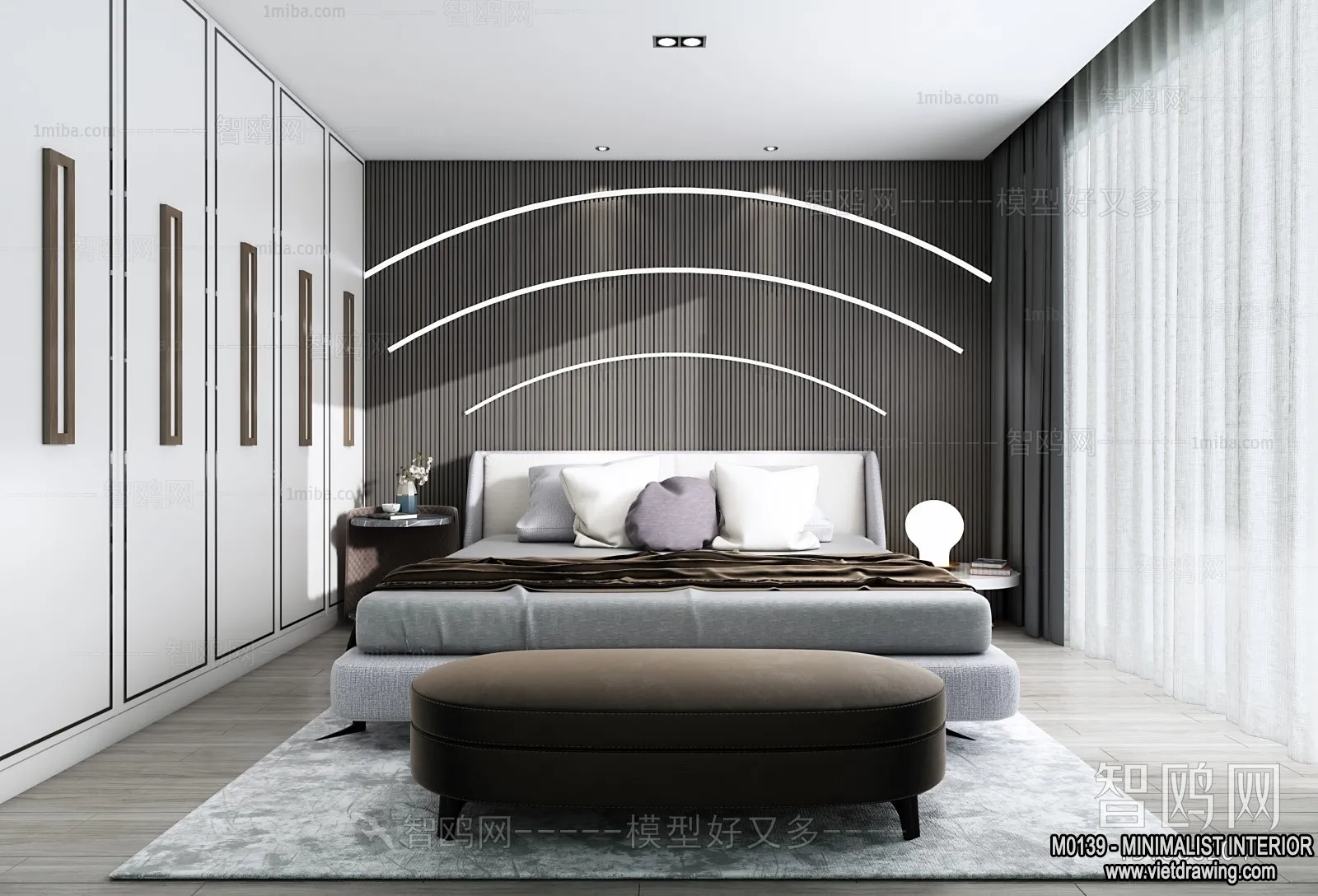 Bedroom – Minimalist Style – 3D Interior Scene – 127