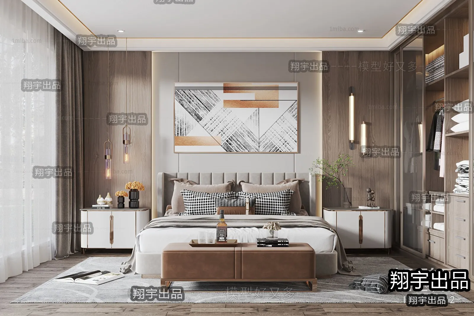 Bedroom – Modern Style Interior 3D Scenes – 001