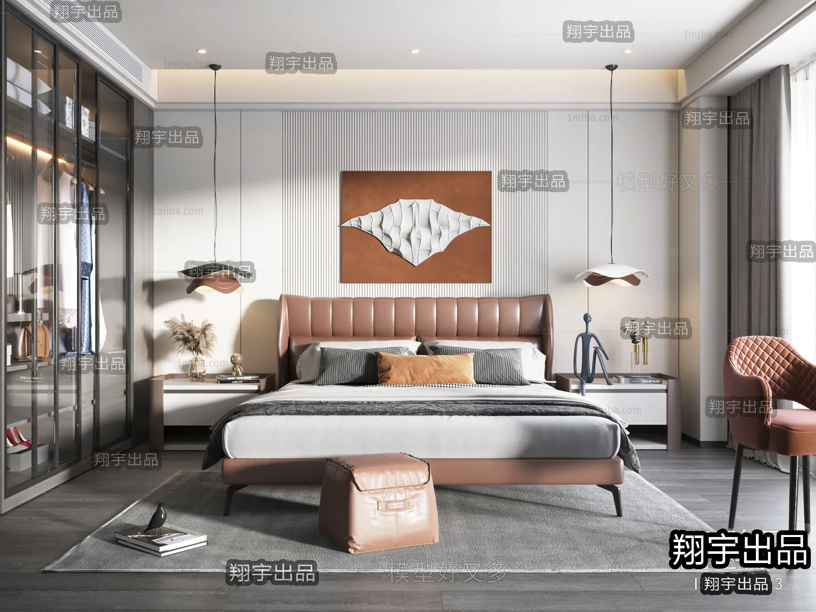 Bedroom – Modern Style Interior 3D Scenes – 002