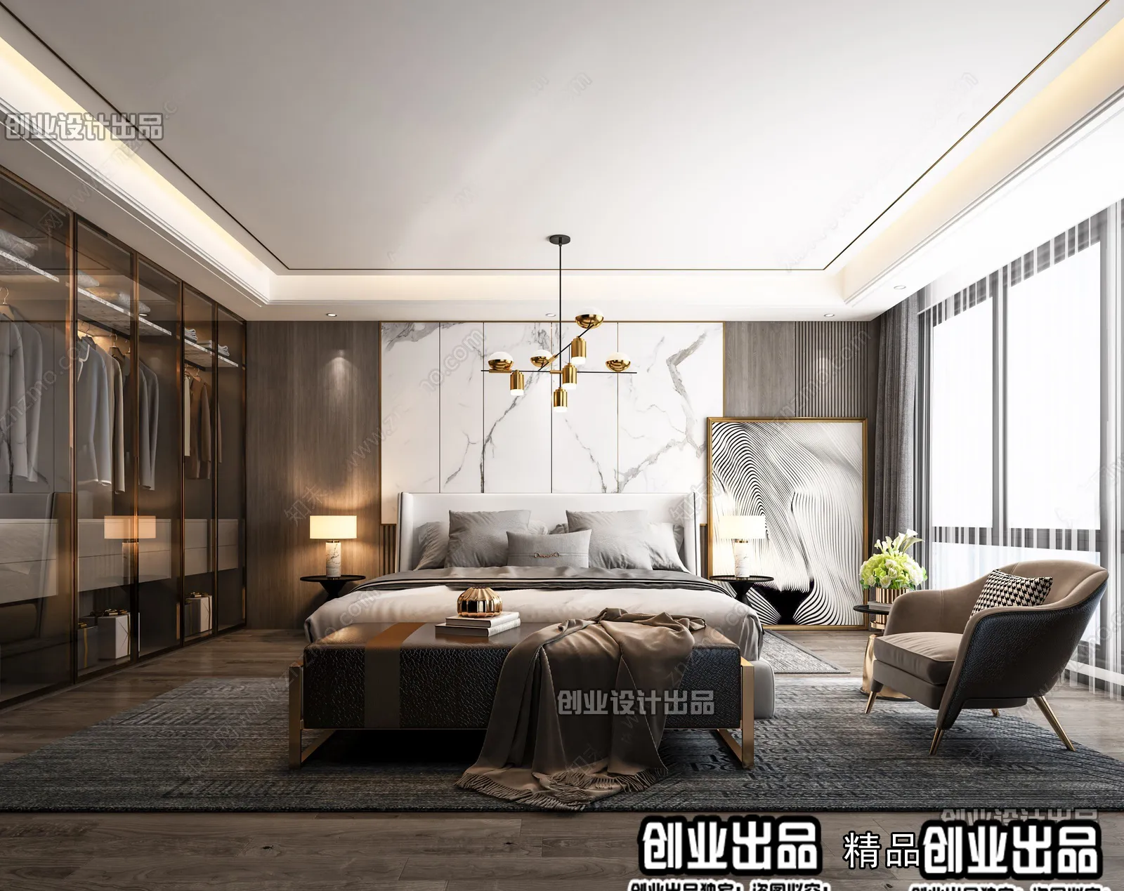 Bedroom – Modern Style Interior 3D Scenes – 014