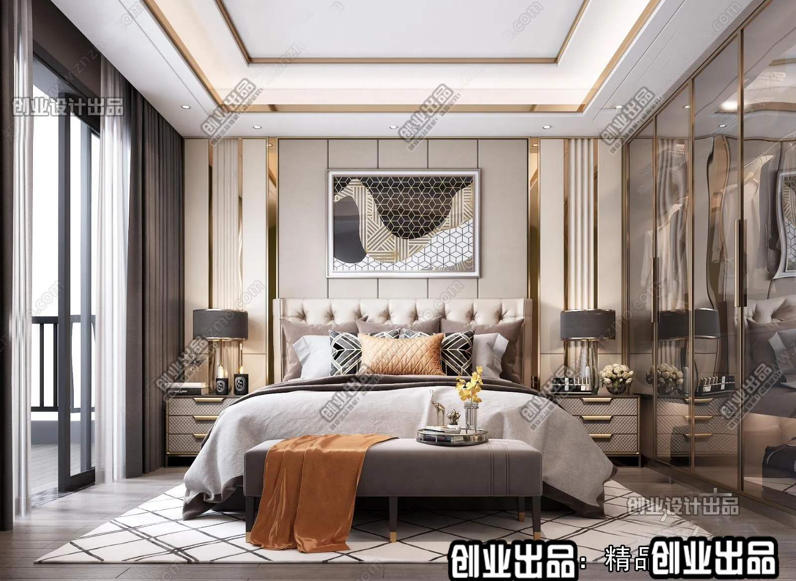 Bedroom – Modern Style Interior 3D Scenes – 016