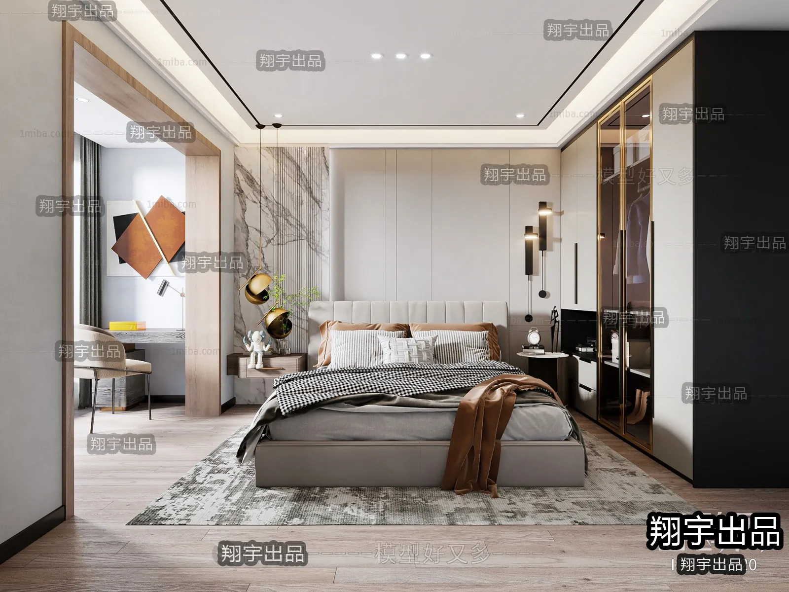 Bedroom – Modern Style Interior 3D Scenes – 034