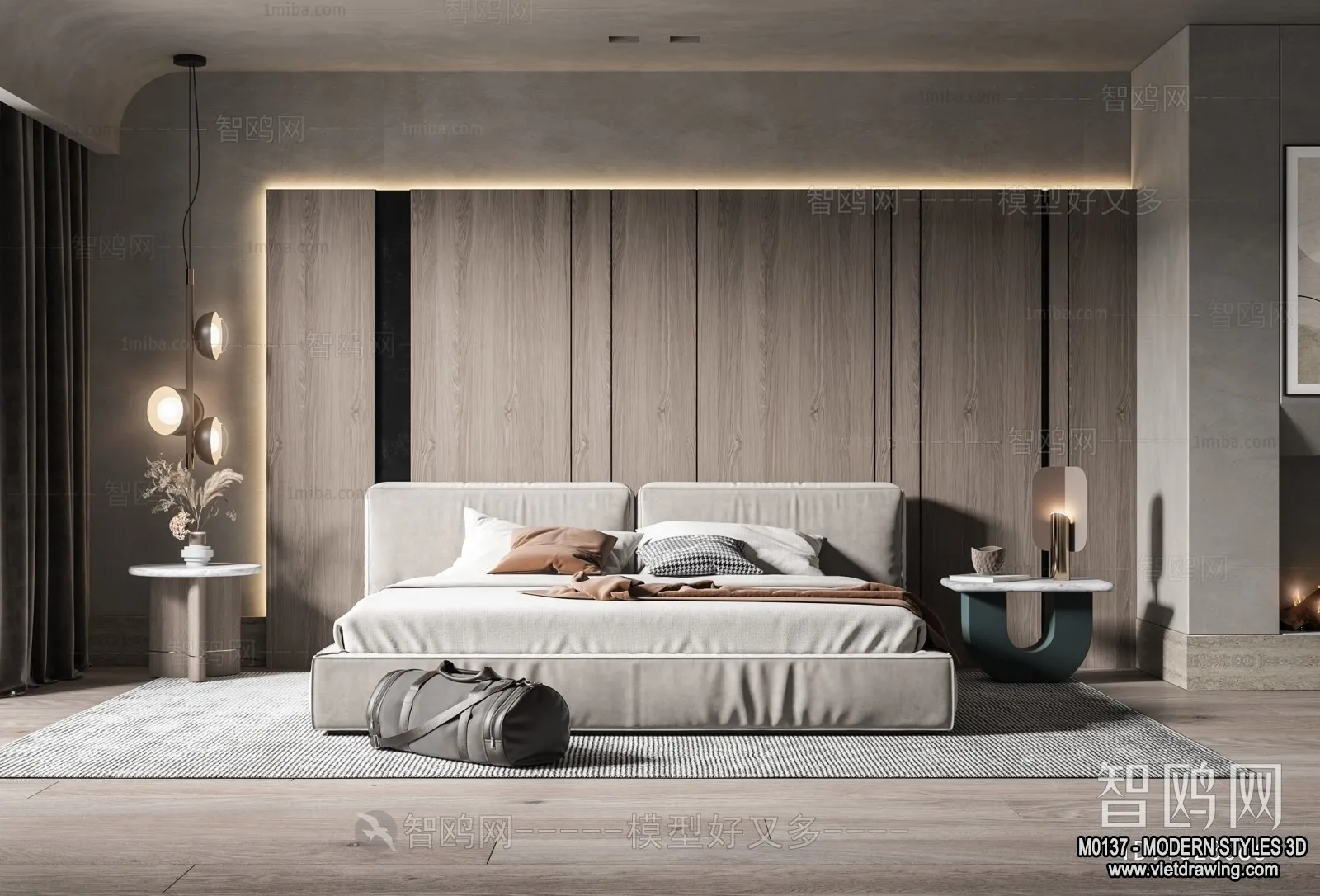 Bedroom – Modern Style Interior 3D Scenes – 038