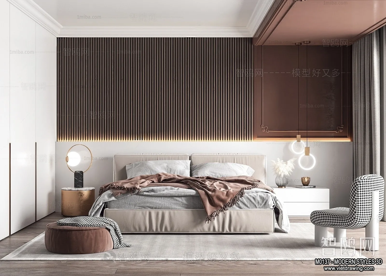 Bedroom – Modern Style Interior 3D Scenes – 040