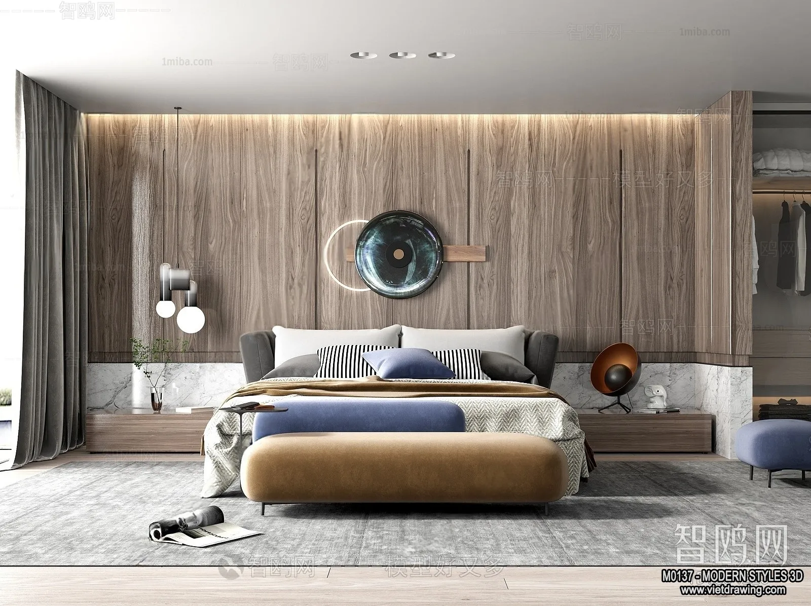 Bedroom – Modern Style Interior 3D Scenes – 042