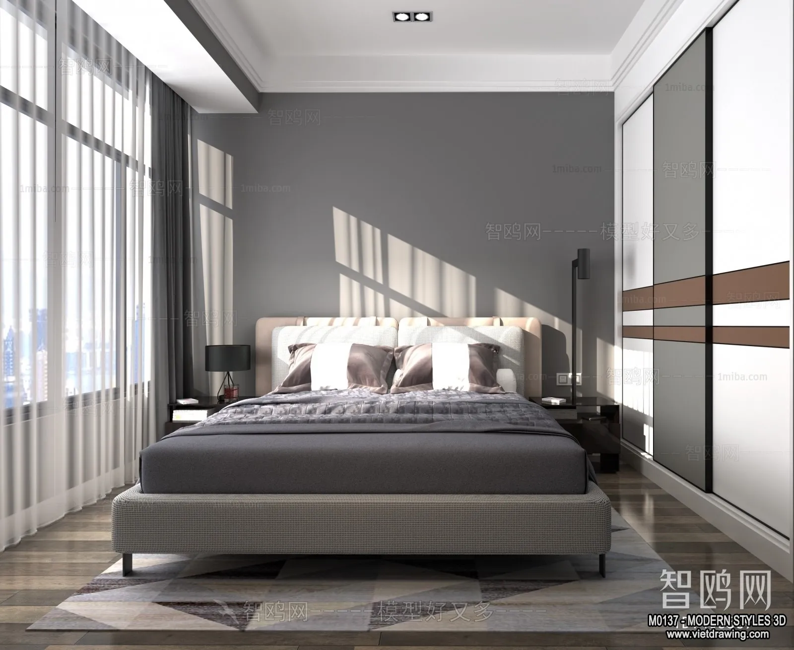 Bedroom – Modern Style Interior 3D Scenes – 046