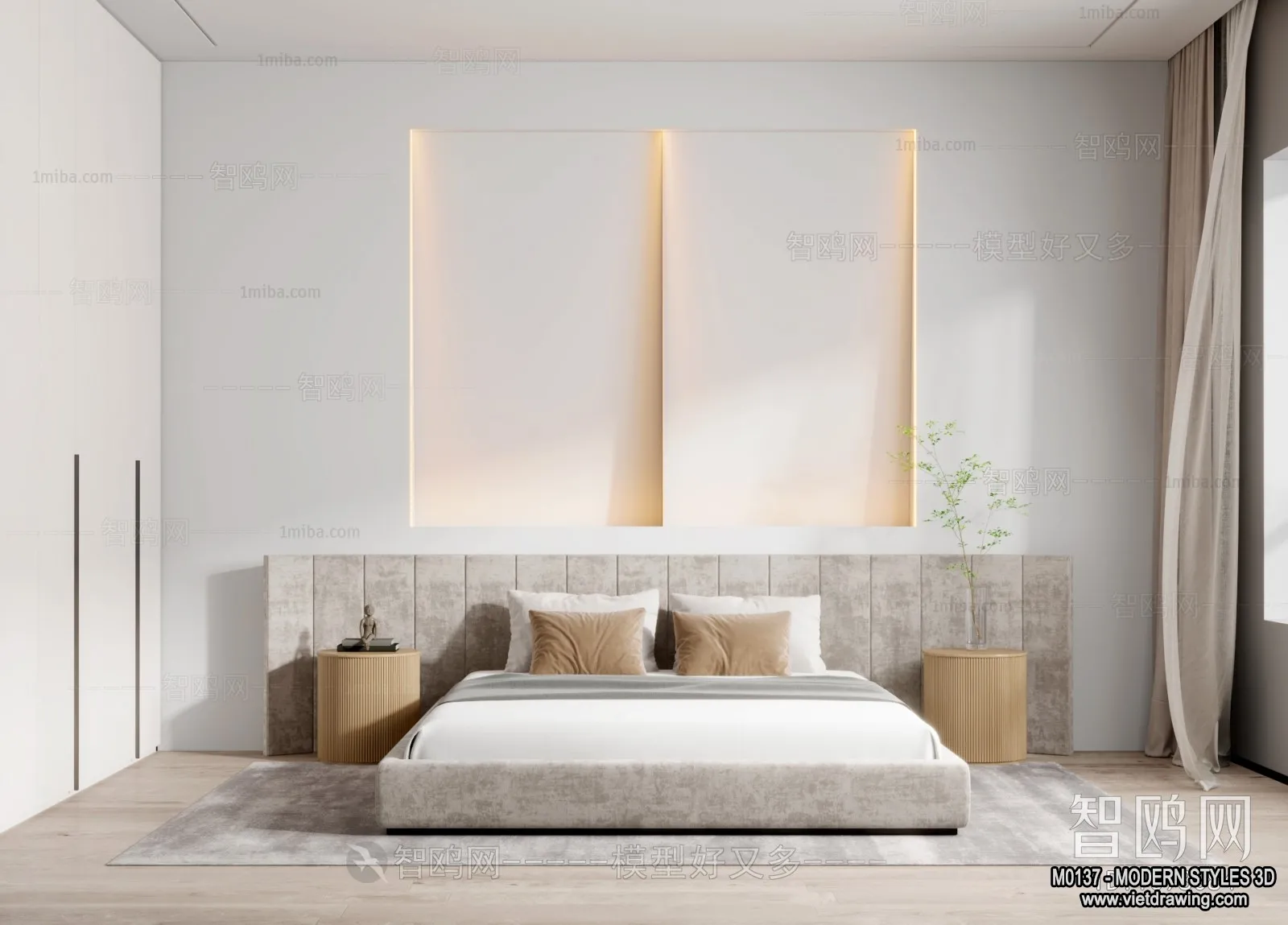 Bedroom – Modern Style Interior 3D Scenes – 047