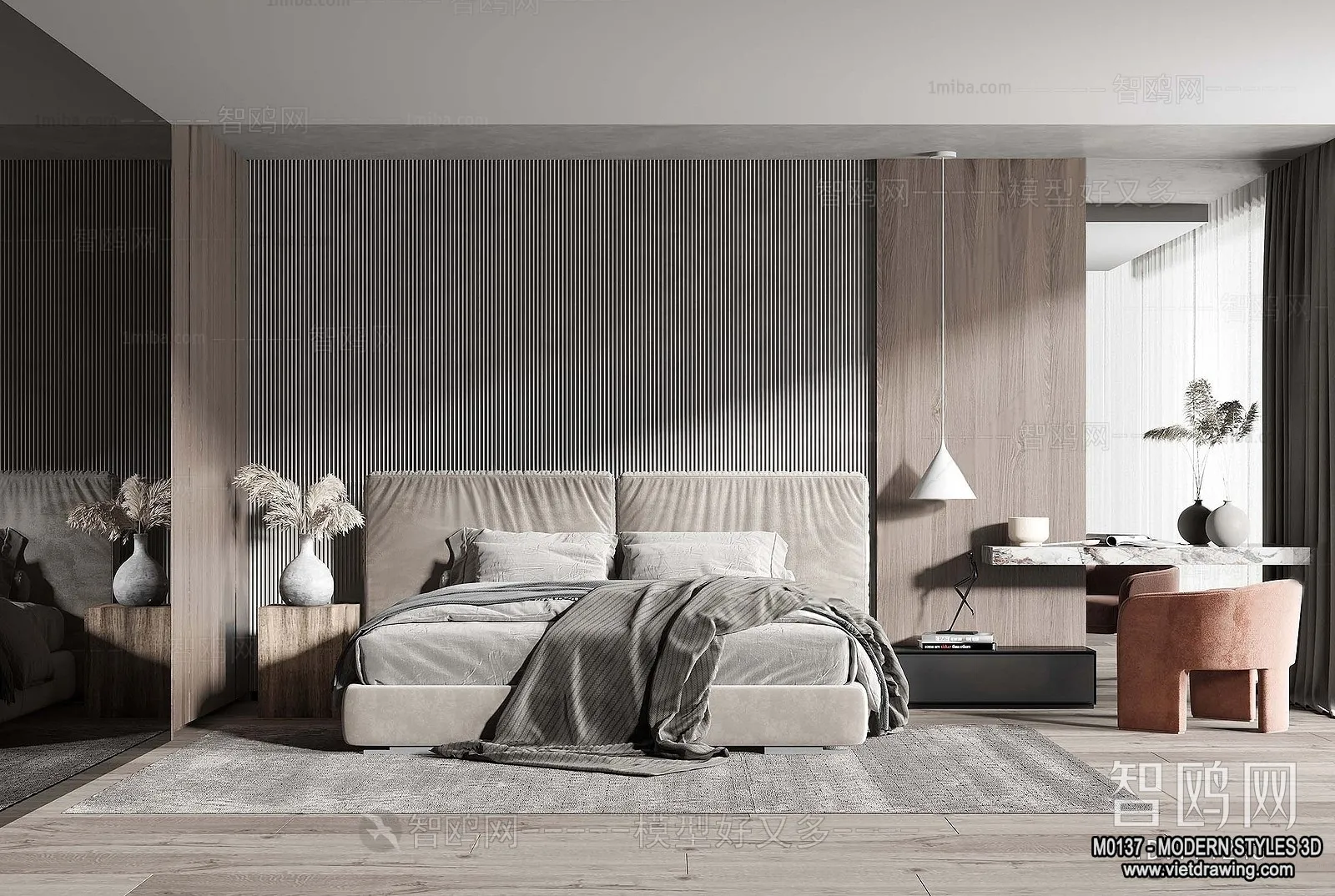 Bedroom – Modern Style Interior 3D Scenes – 050