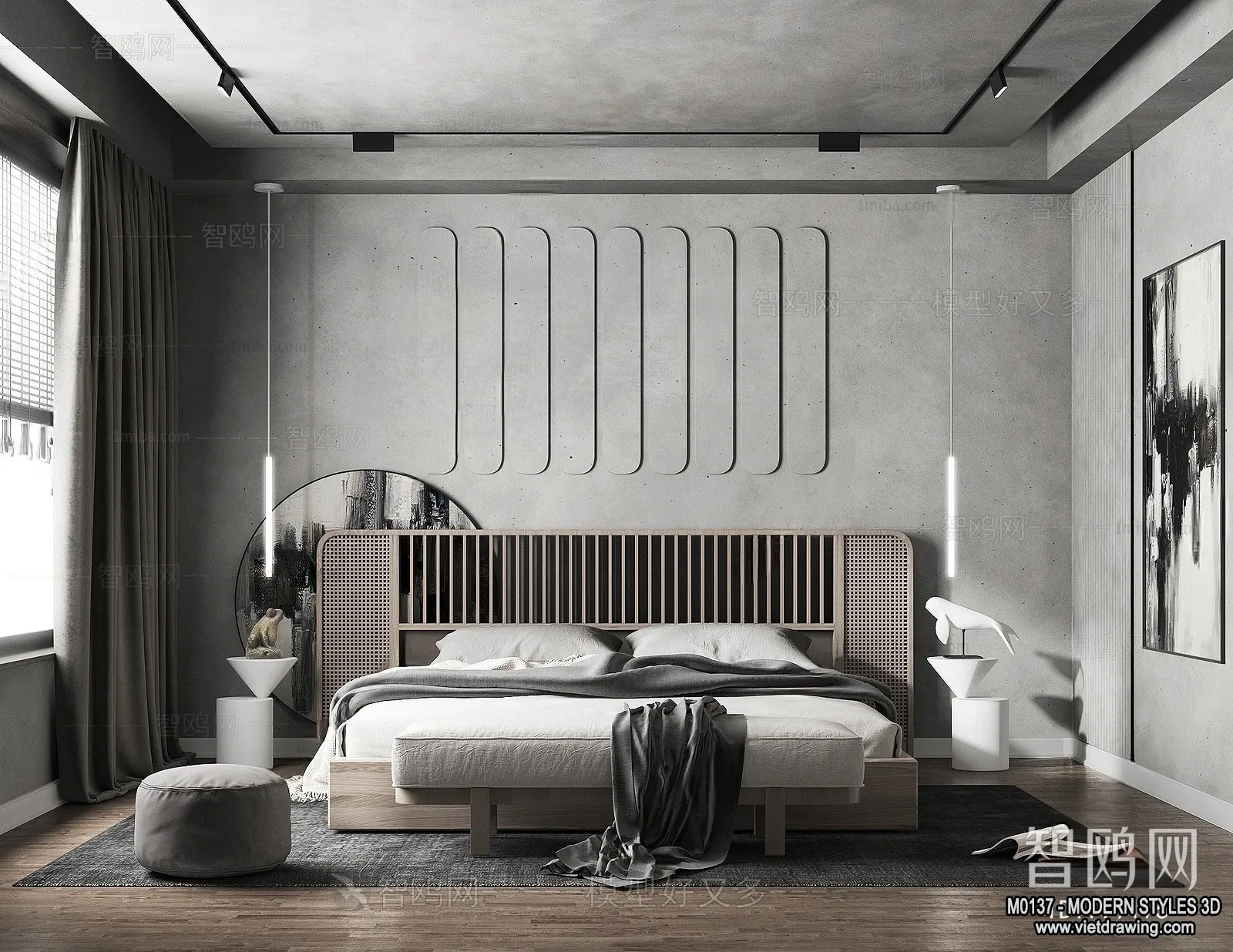 Bedroom – Modern Style Interior 3D Scenes – 051