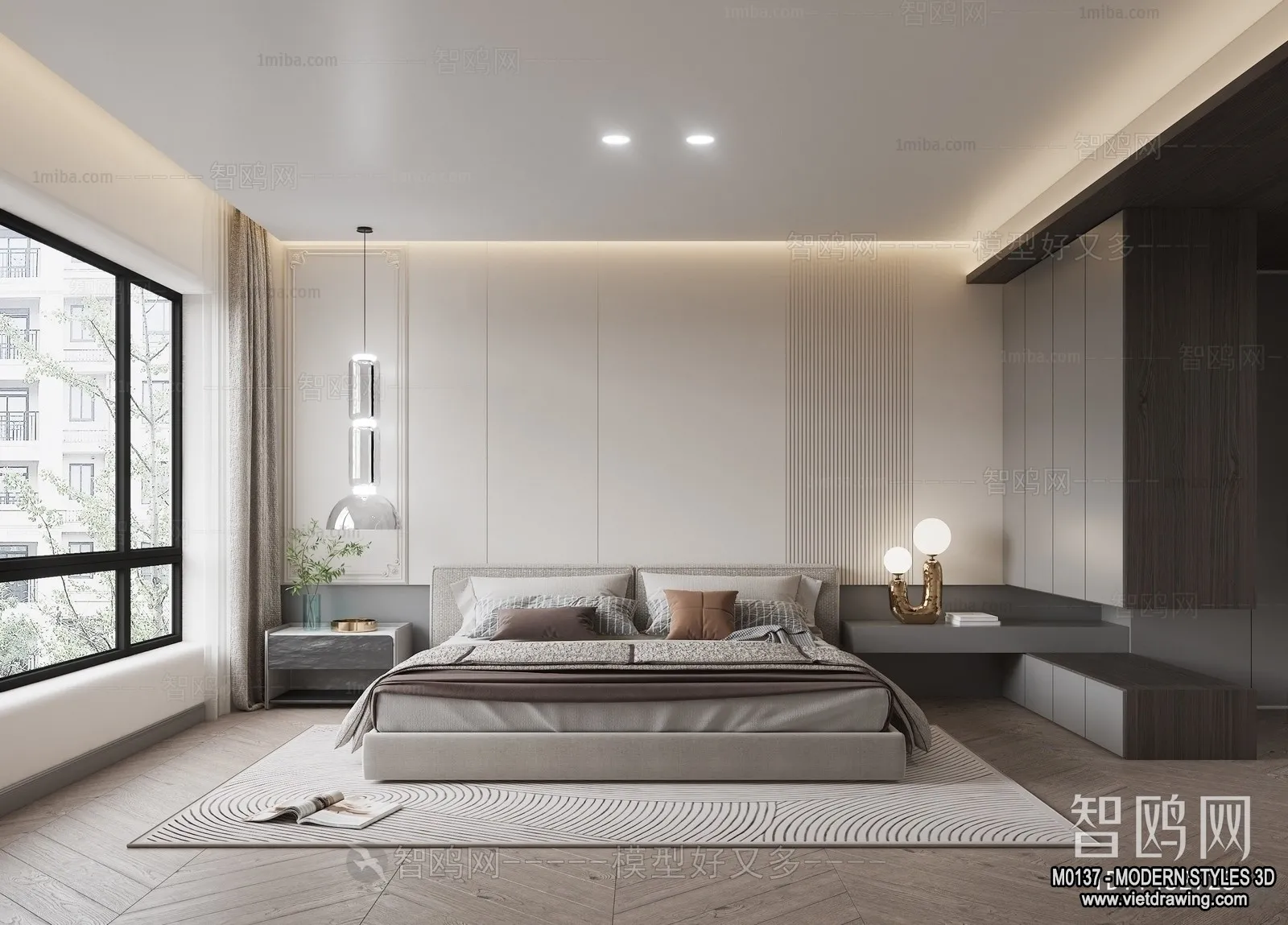 Bedroom – Modern Style Interior 3D Scenes – 053