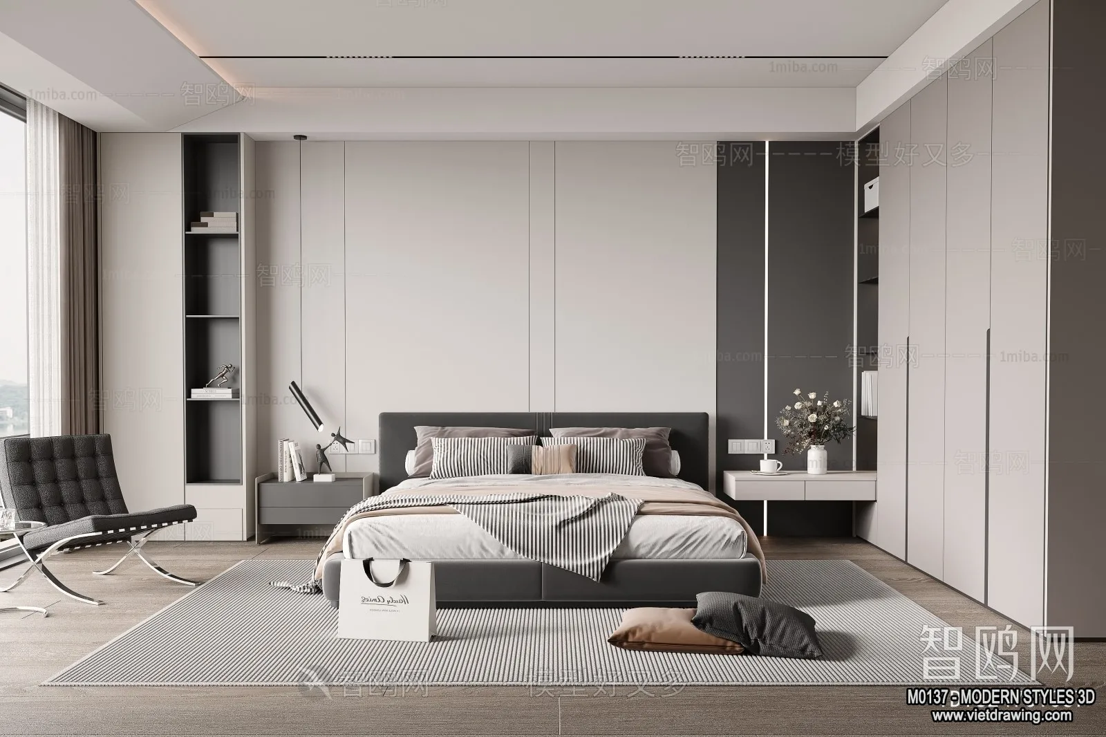 Bedroom – Modern Style Interior 3D Scenes – 054