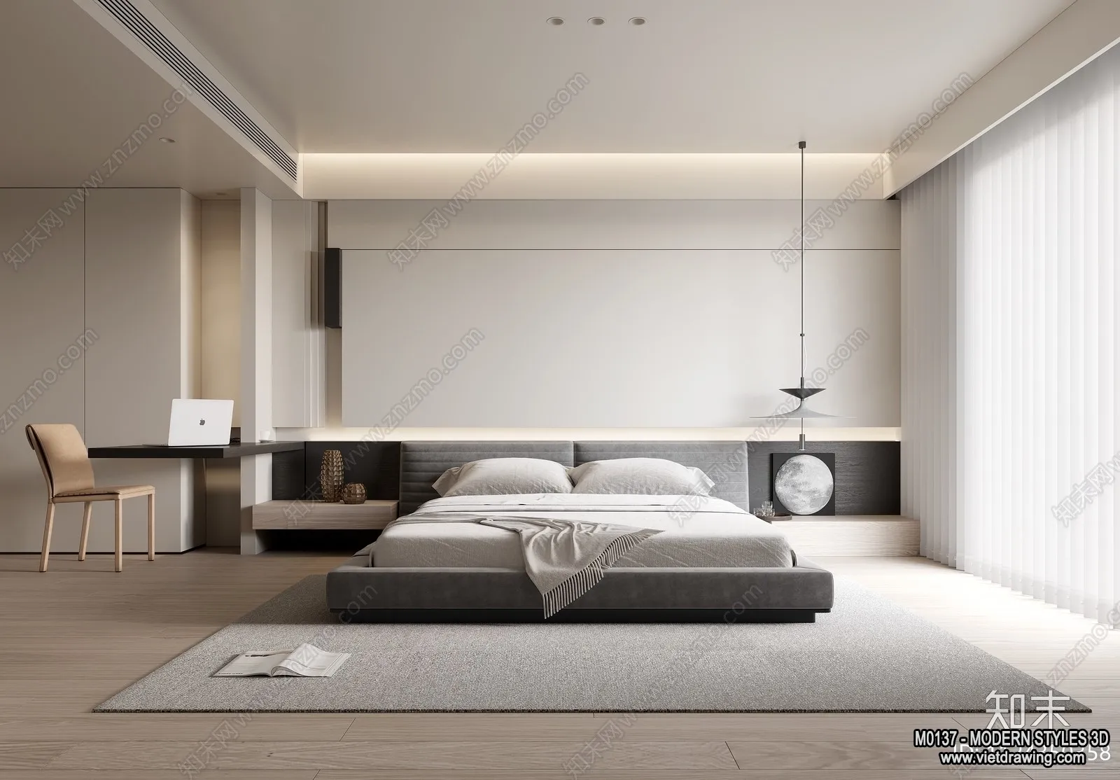 Bedroom – Modern Style Interior 3D Scenes – 055