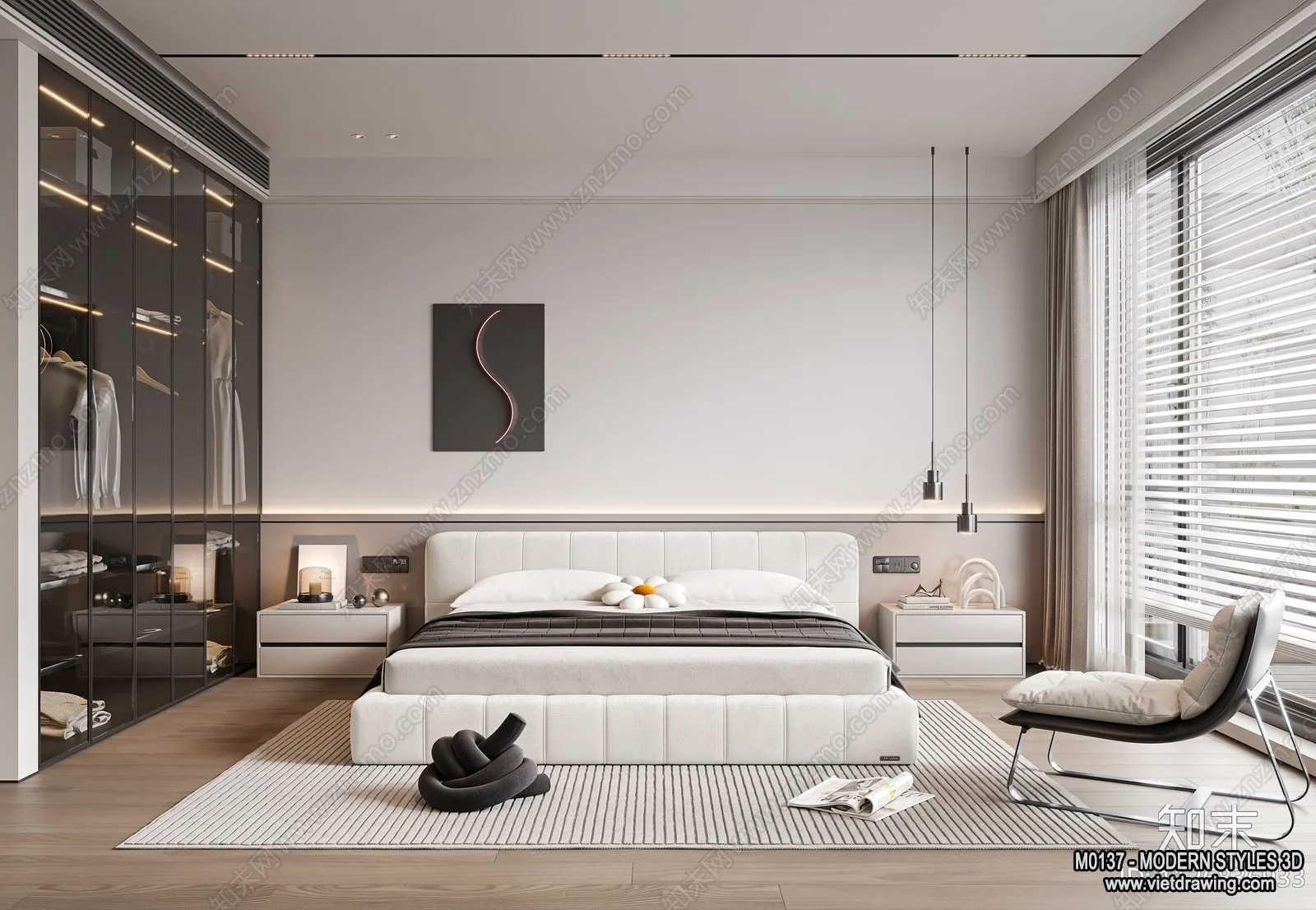 Bedroom – Modern Style Interior 3D Scenes – 056