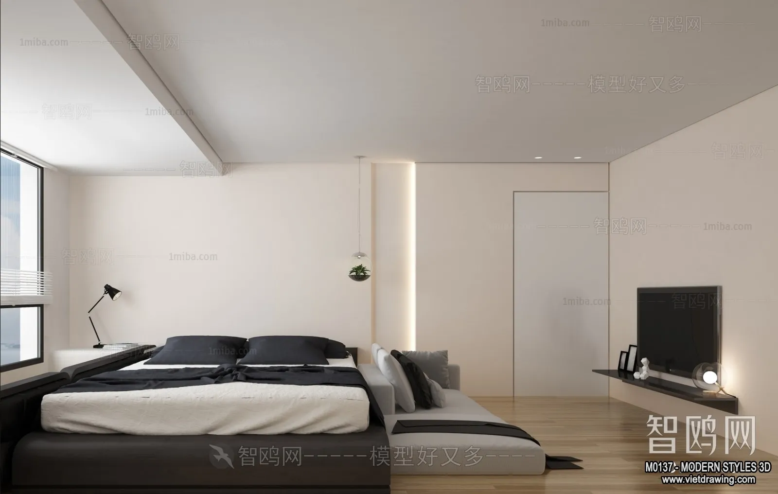 Bedroom – Modern Style Interior 3D Scenes – 057