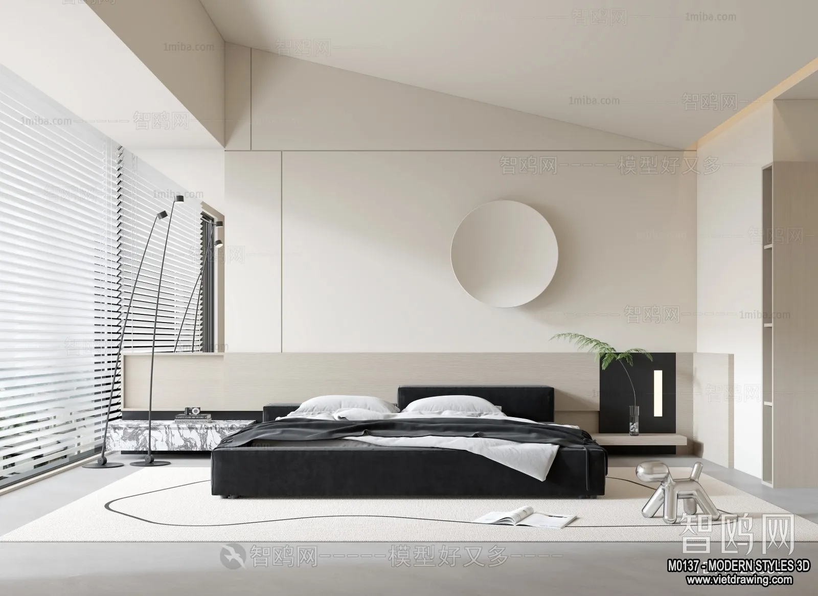 Bedroom – Modern Style Interior 3D Scenes – 060