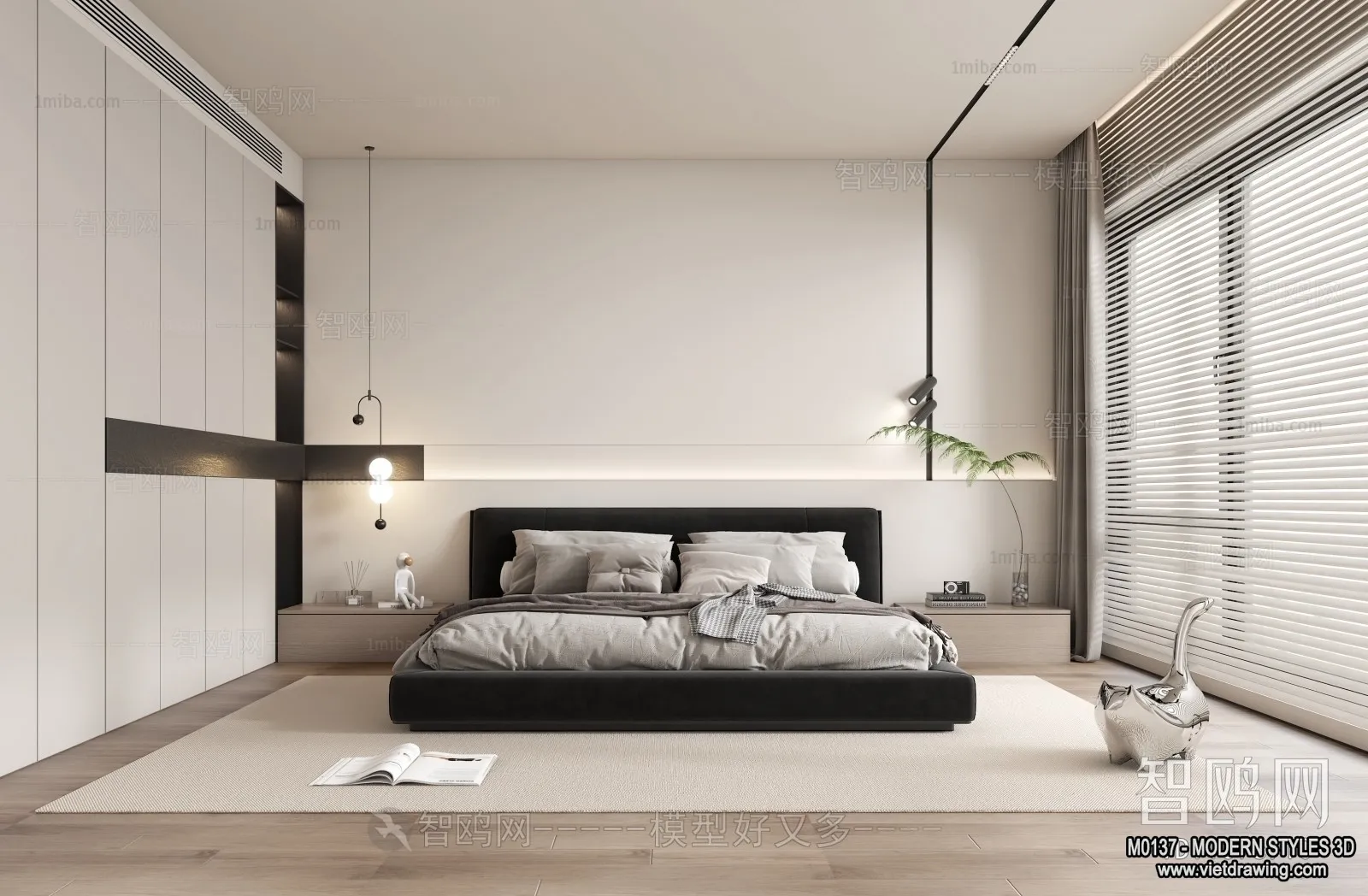 Bedroom – Modern Style Interior 3D Scenes – 062