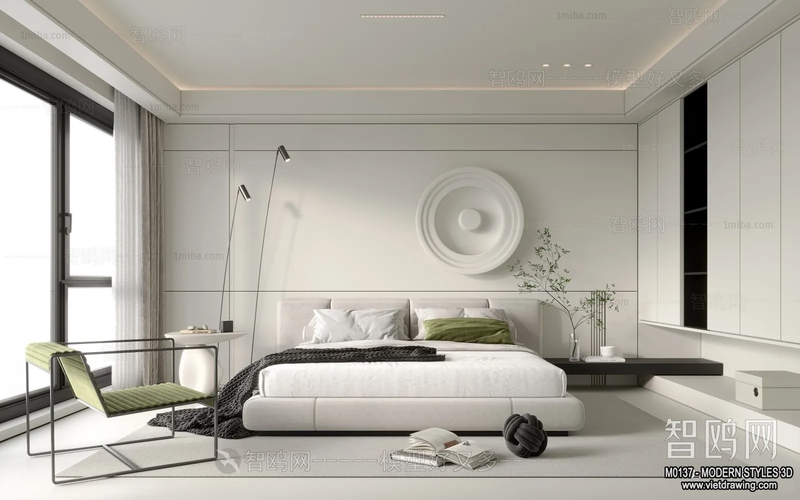 Bedroom – Modern Style Interior 3D Scenes – 065