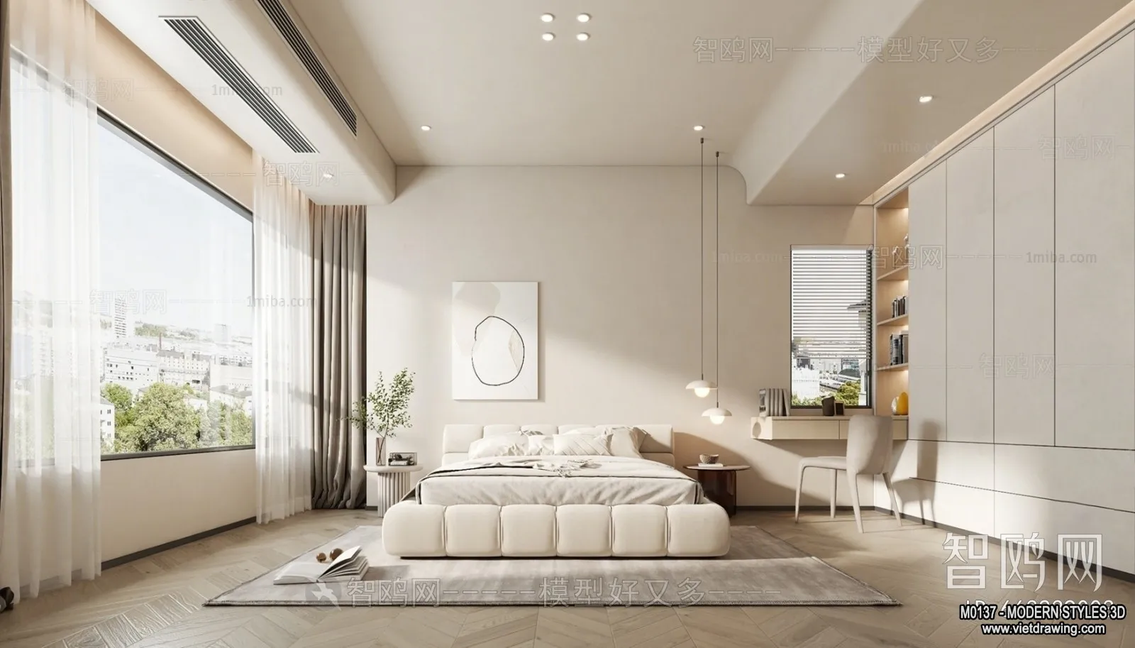 Bedroom – Modern Style Interior 3D Scenes – 066